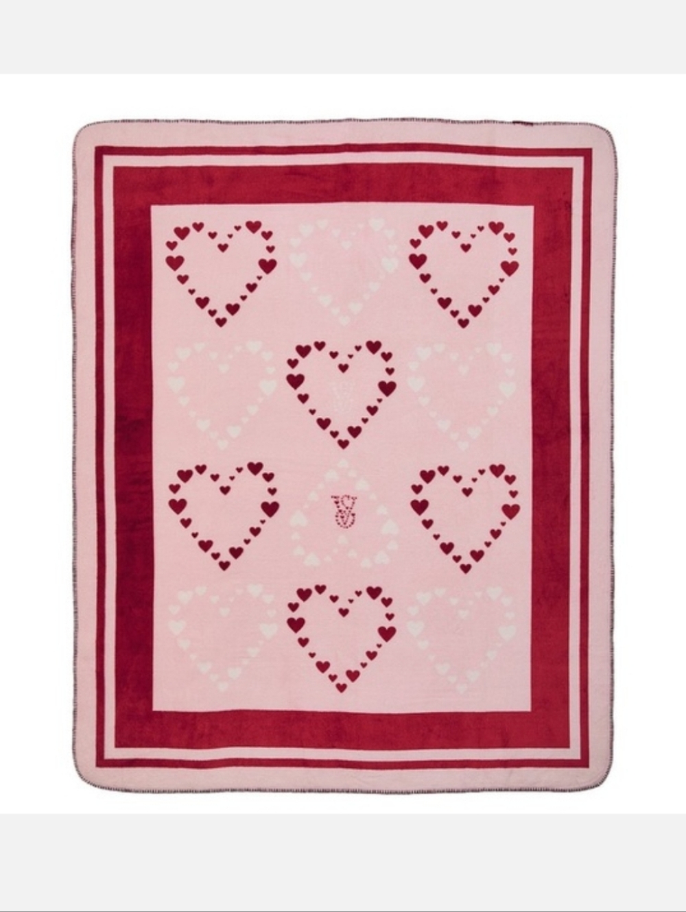 Victoria's Secret Luxurious Pink & Red Heart Throw Blanket